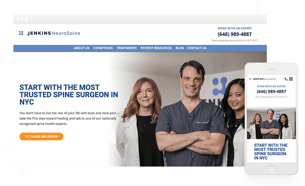 Website design and development for Jenkins Neurospine