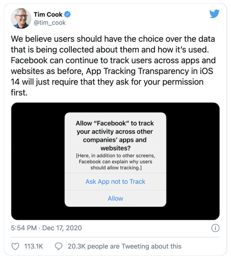 Tim Cook Privacy Tweet