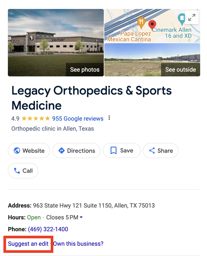Google Business Profile Suggest an Edit